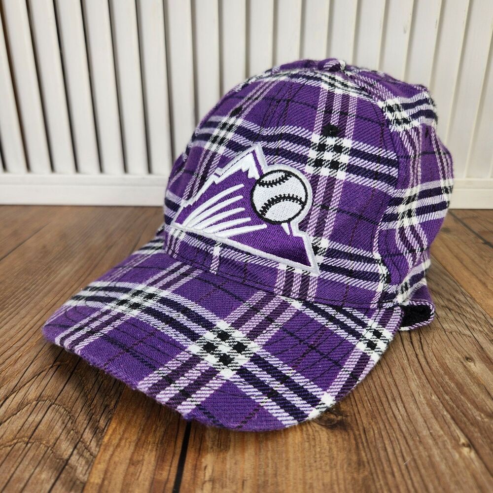 Colorado Rockies Melonwear Plaid Ear Flap Snapback Hat Cap Purple Fleece Lined